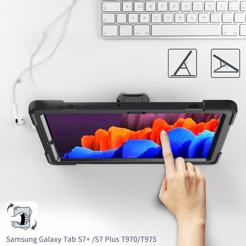 Coque Samsung Galaxy Tab S7 Plus Utra Résistante avec Sangle Coque Samsung Galaxy Tab S7 Plus Utra Résistante avec Sangle