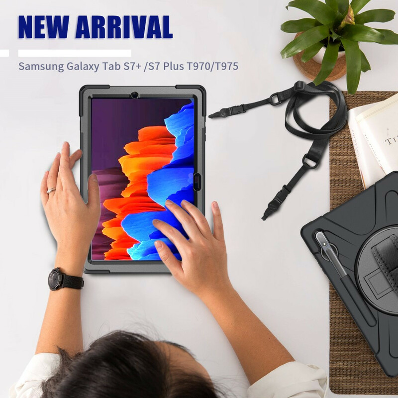 Coque Samsung Galaxy Tab S7 Plus Utra Résistante avec Sangle