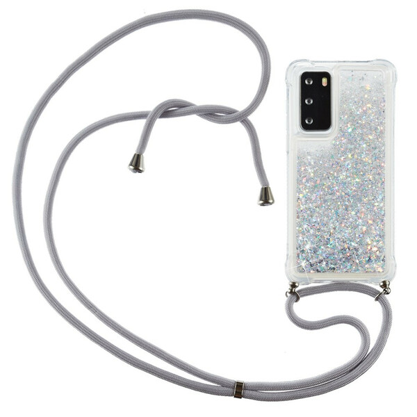 Coque Huawei P40 Paillettes avec Cordon