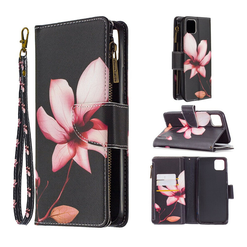 Housse Realme C11 Poche Zippée Fleur Housse Realme C11 Poche Zippée Fleur