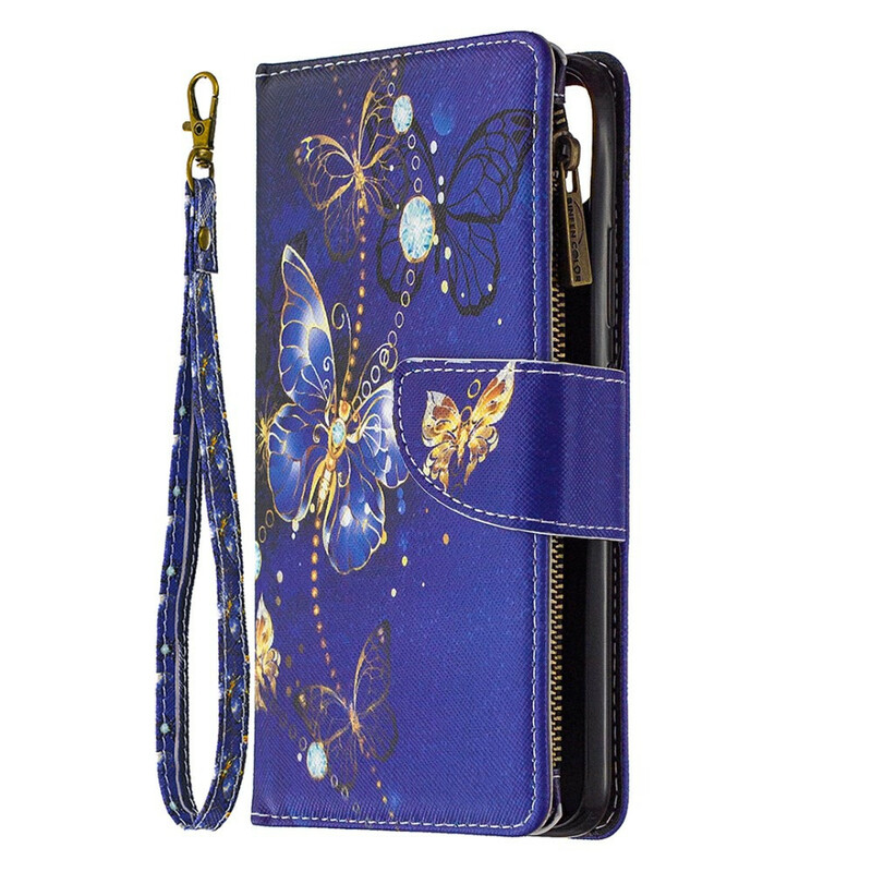 Housse Realme C11 Poche Zippée Papillons Dorés Housse Realme C11 Poche Zippée Papillons Dorés