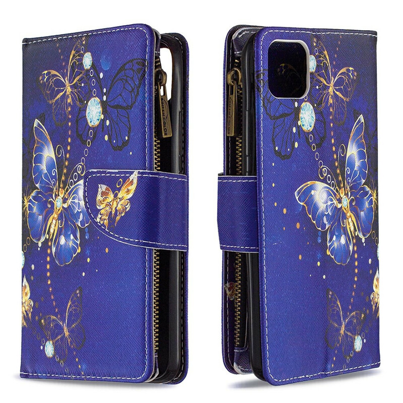 Housse Realme C11 Poche Zippée Papillons Dorés Housse Realme C11 Poche Zippée Papillons Dorés