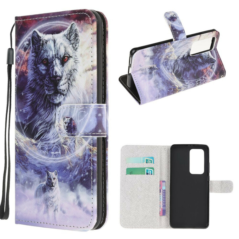 Housse Xiaomi Mi 10T / 10T Pro Loup en Hiver avec Lanière Housse Xiaomi Mi 10T / 10T Pro Loup en Hiver avec Lanière
