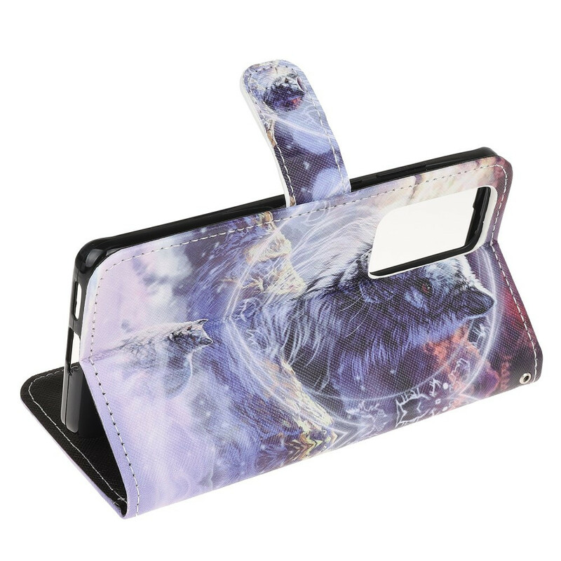 Housse Xiaomi Mi 10T / 10T Pro Loup en Hiver avec Lanière Housse Xiaomi Mi 10T / 10T Pro Loup en Hiver avec Lanière