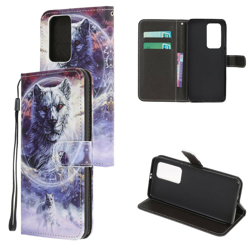 Housse Xiaomi Mi 10T / 10T Pro Loup en Hiver avec Lanière Housse Xiaomi Mi 10T / 10T Pro Loup en Hiver avec Lanière