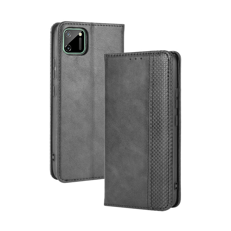 Flip Cover Realme C11 Effet Cuir Vintage Stylisé Flip Cover Realme C11 Effet Cuir Vintage Stylisé