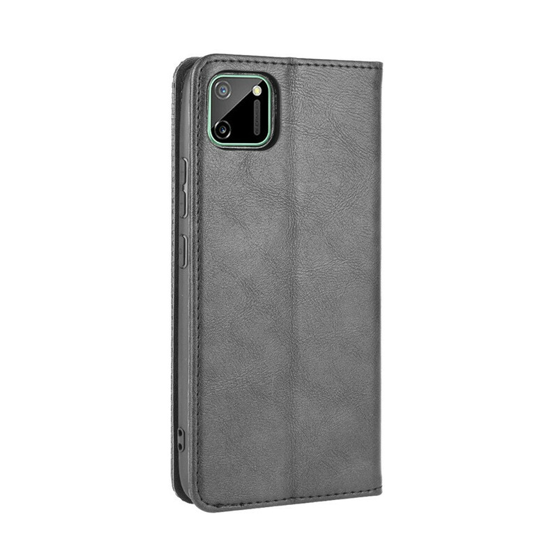 Flip Cover Realme C11 Effet Cuir Vintage Stylisé