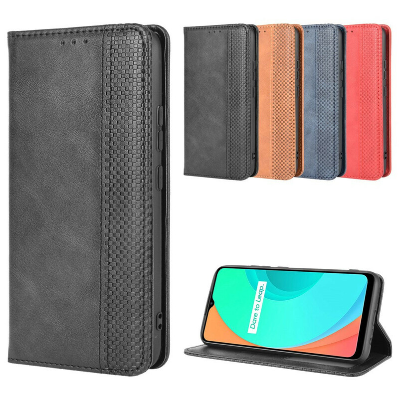 Flip Cover Realme C11 Effet Cuir Vintage Stylisé Flip Cover Realme C11 Effet Cuir Vintage Stylisé