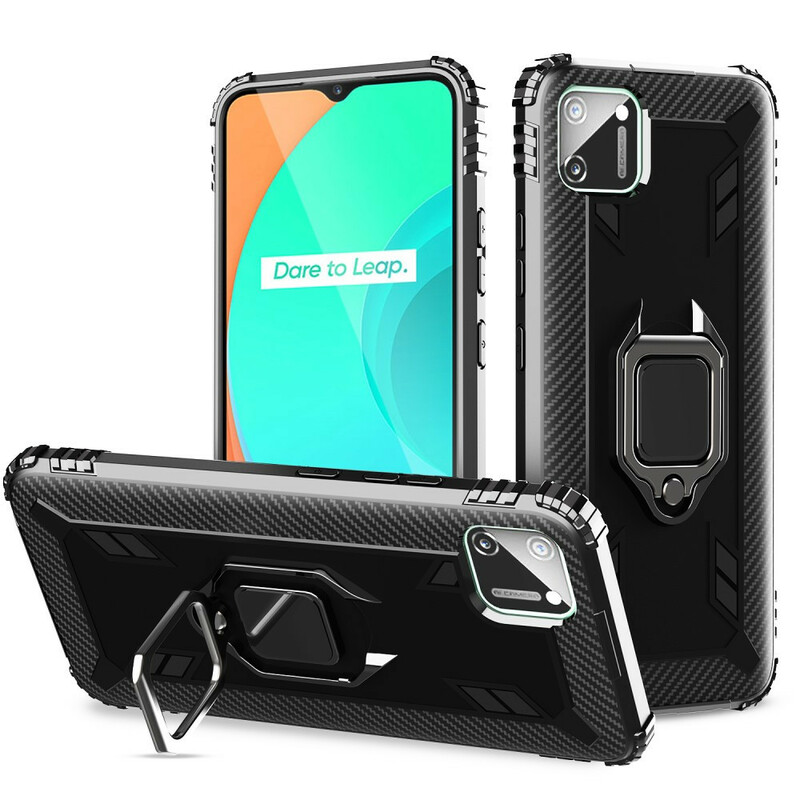 Coque Realme C11 Ring et Fibre Carbone