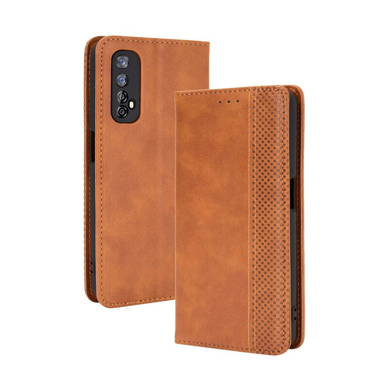 Flip Cover Realme 7 Effet Cuir Vintage Stylisé Flip Cover Realme 7 Effet Cuir Vintage Stylisé
