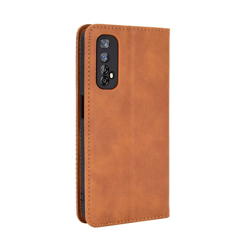 Flip Cover Realme 7 Effet Cuir Vintage Stylisé Flip Cover Realme 7 Effet Cuir Vintage Stylisé