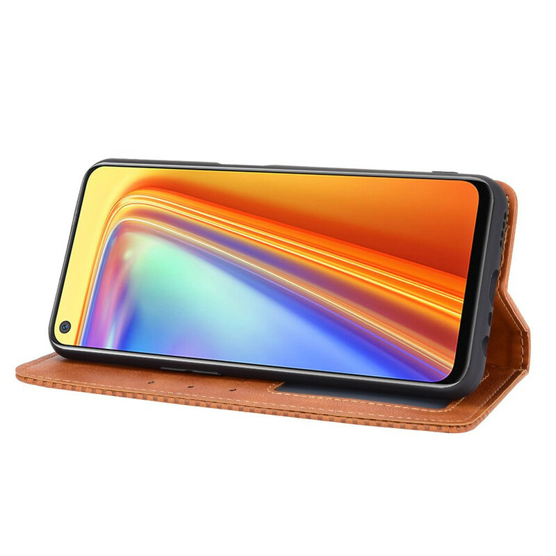 Flip Cover Realme 7 Effet Cuir Vintage Stylisé Flip Cover Realme 7 Effet Cuir Vintage Stylisé