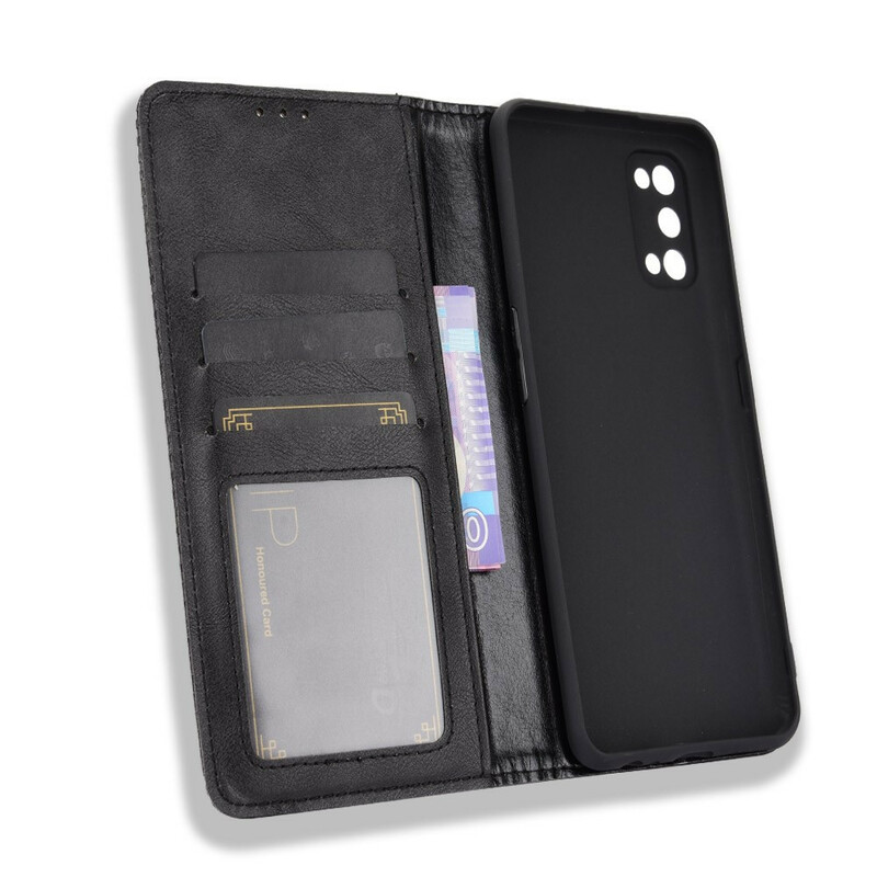 Flip Cover Realme 7 Pro Effet Cuir Vintage Stylisé Flip Cover Realme 7 Pro Effet Cuir Vintage Stylisé