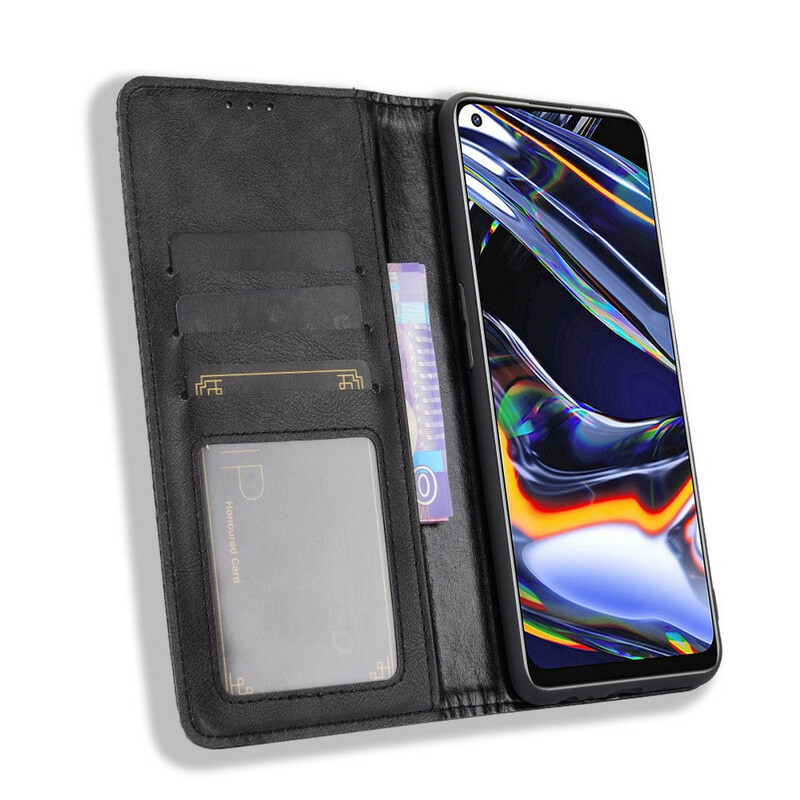 Flip Cover Realme 7 Pro Effet Cuir Vintage Stylisé Flip Cover Realme 7 Pro Effet Cuir Vintage Stylisé