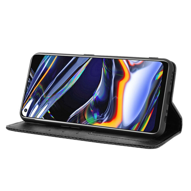 Flip Cover Realme 7 Pro Effet Cuir Vintage Stylisé Flip Cover Realme 7 Pro Effet Cuir Vintage Stylisé