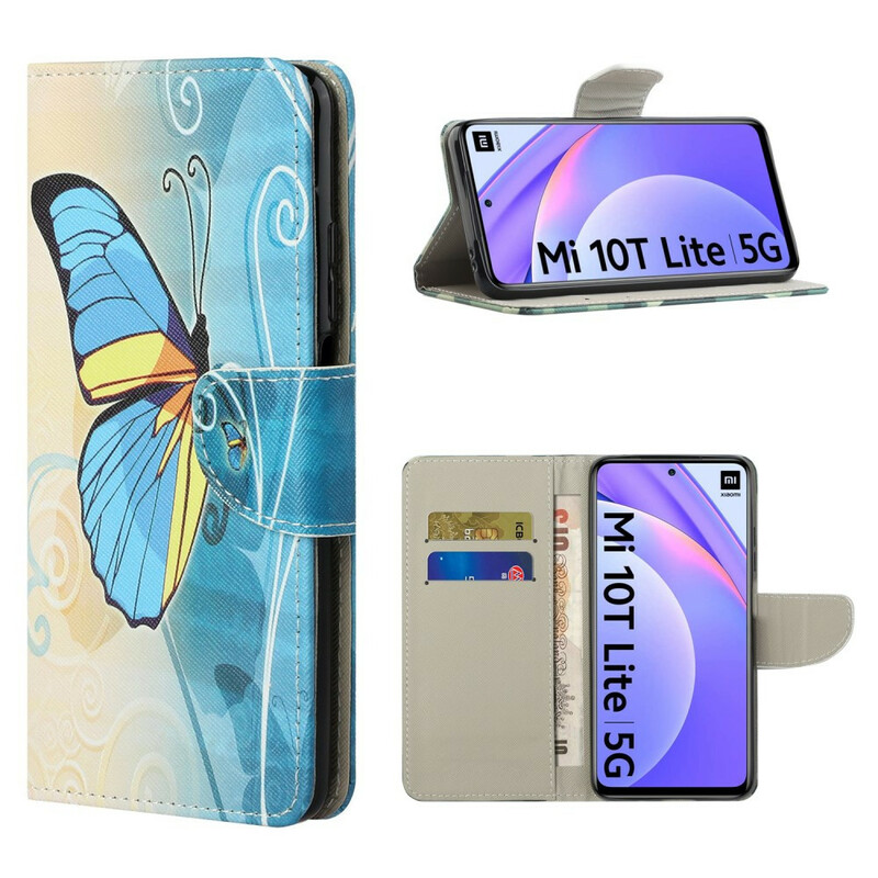 Housse Xiaomi Mi 10T Lite Papillon Bleu et Jaune Housse Xiaomi Mi 10T Lite Papillon Bleu et Jaune