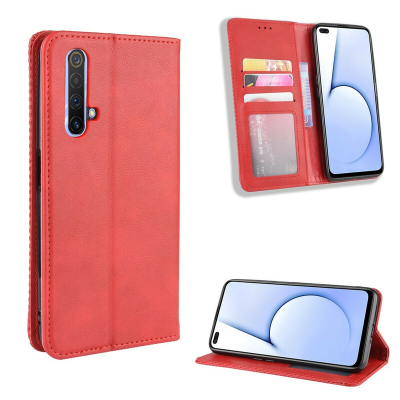 Flip Cover Realme X50 Effet Cuir Vintage Stylisé Flip Cover Realme X50 Effet Cuir Vintage Stylisé