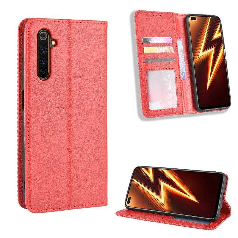 Flip Cover Realme X50 Pro Effet Cuir Vintage Stylisé Flip Cover Realme X50 Pro Effet Cuir Vintage Stylisé