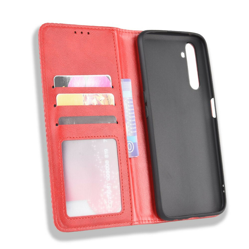 Flip Cover Realme X50 Pro Effet Cuir Vintage Stylisé Flip Cover Realme X50 Pro Effet Cuir Vintage Stylisé