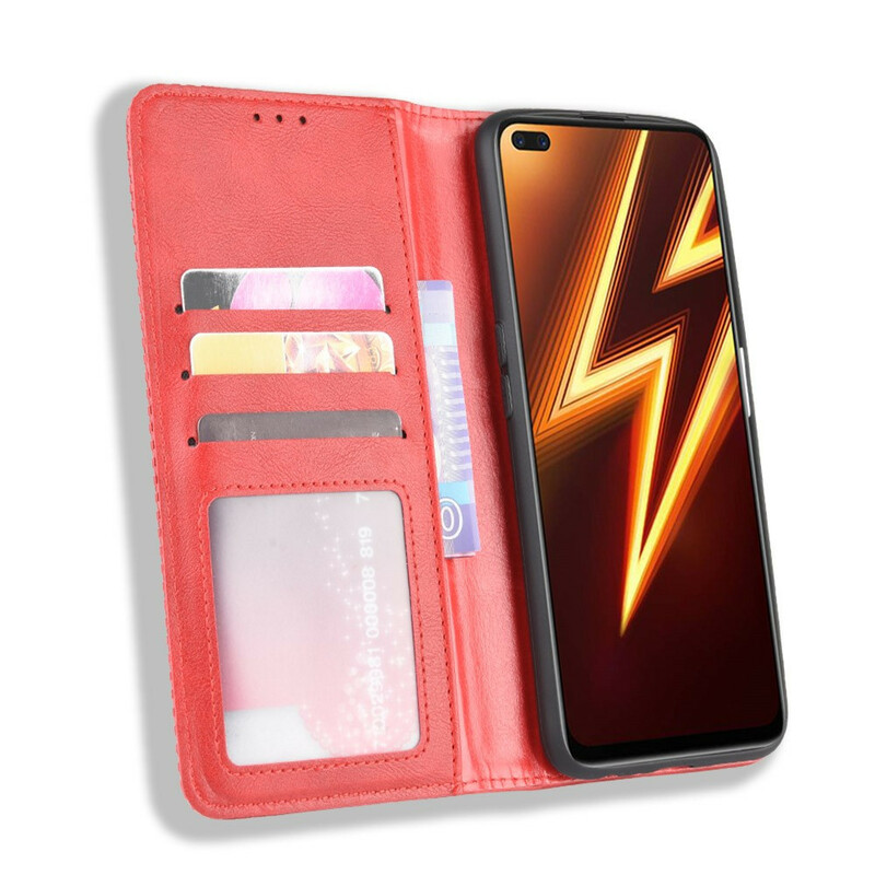 Flip Cover Realme X50 Pro Effet Cuir Vintage Stylisé Flip Cover Realme X50 Pro Effet Cuir Vintage Stylisé