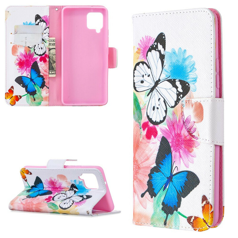 Housse Samsung Galaxy A42 5G Papillons et Fleurs Peints