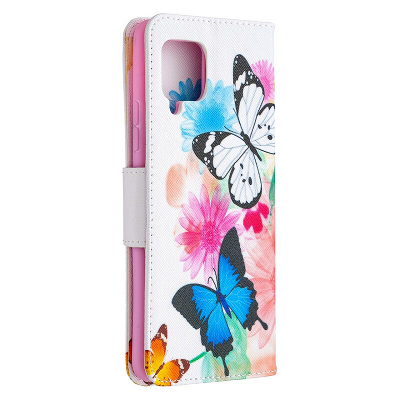 Housse Samsung Galaxy A42 5G Papillons et Fleurs Peints Housse Samsung Galaxy A42 5G Papillons et Fleurs Peints