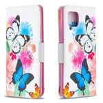 Housse Samsung Galaxy A42 5G Papillons et Fleurs Peints Housse Samsung Galaxy A42 5G Papillons et Fleurs Peints