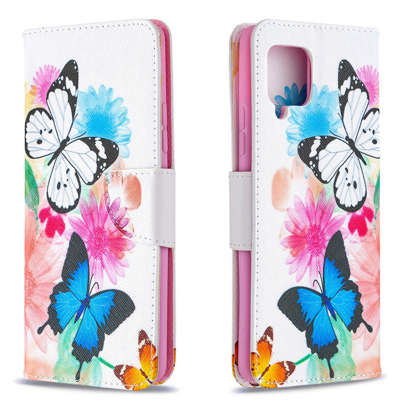 Housse Samsung Galaxy A42 5G Papillons et Fleurs Peints Housse Samsung Galaxy A42 5G Papillons et Fleurs Peints