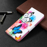 Housse Samsung Galaxy A42 5G Papillons et Fleurs Peints Housse Samsung Galaxy A42 5G Papillons et Fleurs Peints