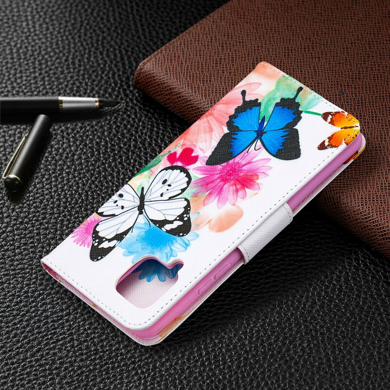 Housse Samsung Galaxy A42 5G Papillons et Fleurs Peints Housse Samsung Galaxy A42 5G Papillons et Fleurs Peints