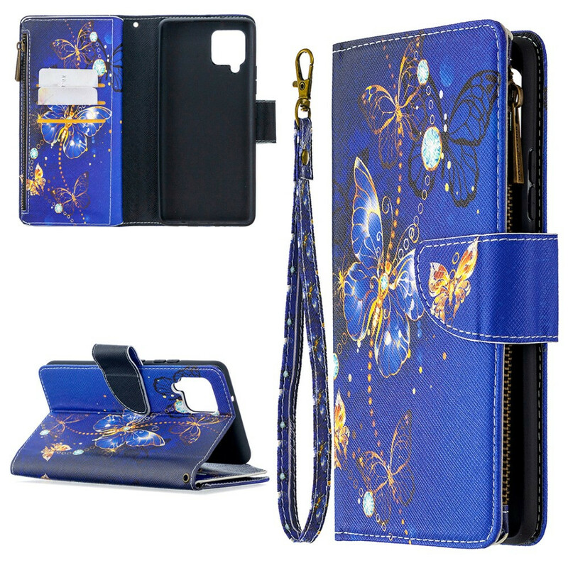 Housse Samsung Galaxy A42 5G Poche Zippée Papillons Housse Samsung Galaxy A42 5G Poche Zippée Papillons