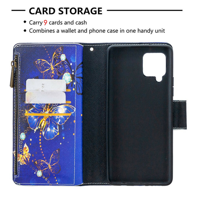 Housse Samsung Galaxy A42 5G Poche Zippée Papillons Housse Samsung Galaxy A42 5G Poche Zippée Papillons