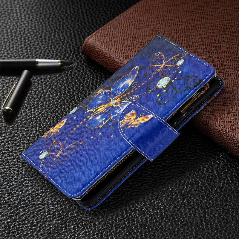 Housse Samsung Galaxy A42 5G Poche Zippée Papillons Housse Samsung Galaxy A42 5G Poche Zippée Papillons