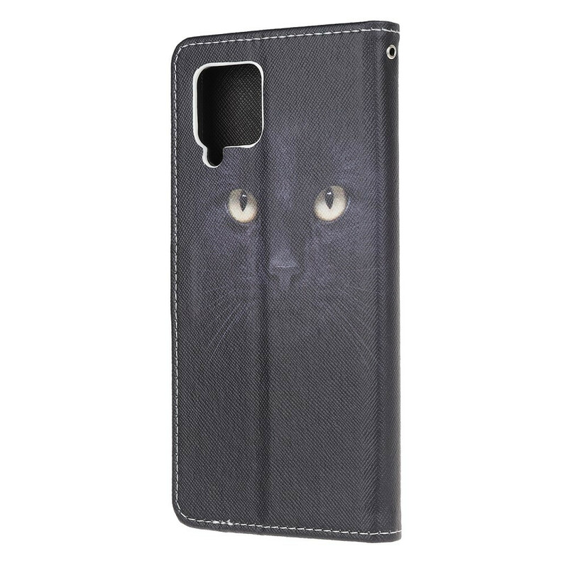 Housse Samsung Galaxy A42 5G Yeux de Chat Noir à Lanière Housse Samsung Galaxy A42 5G Yeux de Chat Noir à Lanière