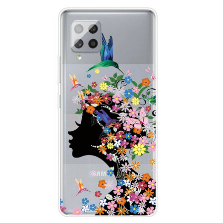 Coque Samsung Galaxy A42 5G Jolie Tête Fleurie