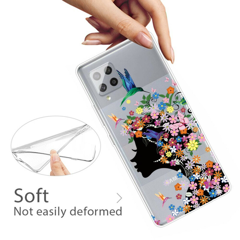 Coque Samsung Galaxy A42 5G  Jolie Tête Fleurie