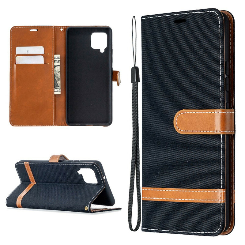 Housse Samsung Galaxy A42 5G Tissu et Effet Cuir à Lanière Housse Samsung Galaxy A42 5G Tissu et Effet Cuir à Lanière