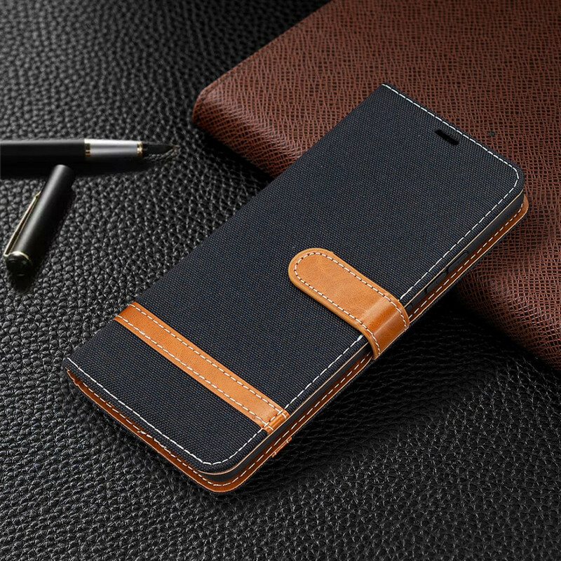 Housse Samsung Galaxy A42 5G Tissu et Effet Cuir à Lanière Housse Samsung Galaxy A42 5G Tissu et Effet Cuir à Lanière