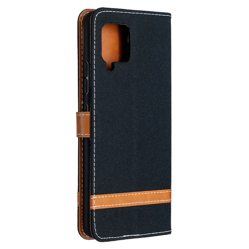 Housse Samsung Galaxy A42 5G Tissu et Effet Cuir à Lanière Housse Samsung Galaxy A42 5G Tissu et Effet Cuir à Lanière