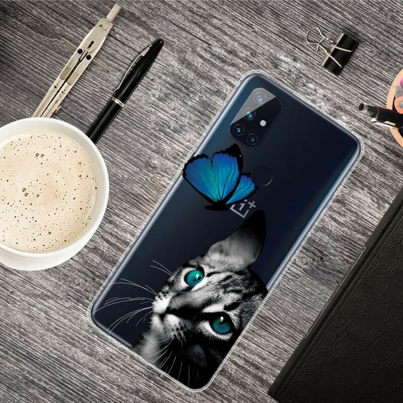 Coque OnePlus Nord N10 Chat et Papillon