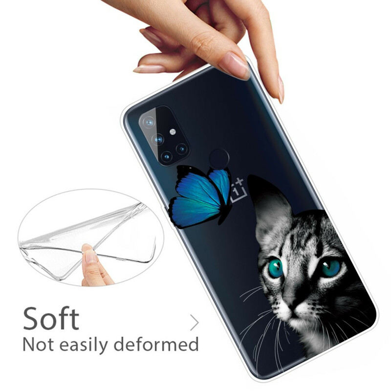 Coque OnePlus Nord N10 Chat et Papillon