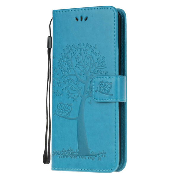 Housse Samsung Galaxy A20s Arbre et Hiboux à Lanière