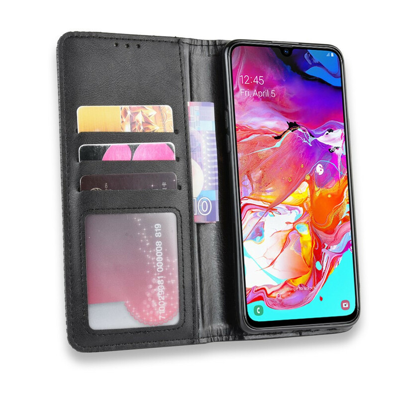 Flip Cover Samsung Galaxy A20s Effet Cuir Vintage Stylisé Flip Cover Samsung Galaxy A20s Effet Cuir Vintage Stylisé