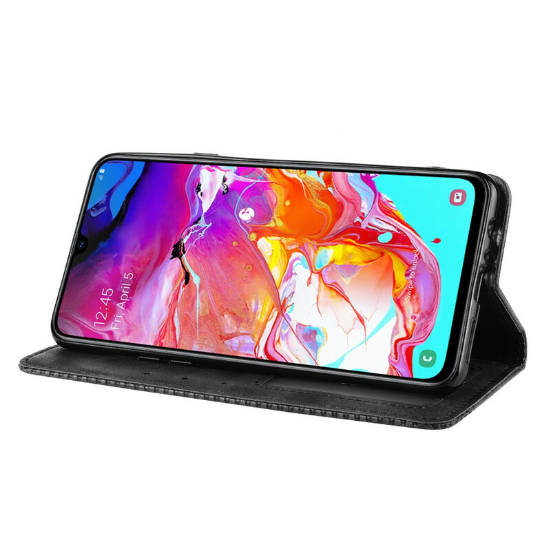 Flip Cover Samsung Galaxy A20s Effet Cuir Vintage Stylisé Flip Cover Samsung Galaxy A20s Effet Cuir Vintage Stylisé
