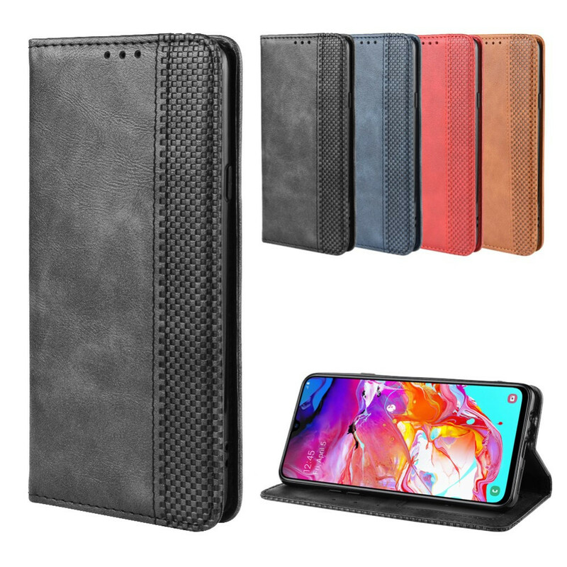 Flip Cover Samsung Galaxy A20s Effet Cuir Vintage Stylisé Flip Cover Samsung Galaxy A20s Effet Cuir Vintage Stylisé