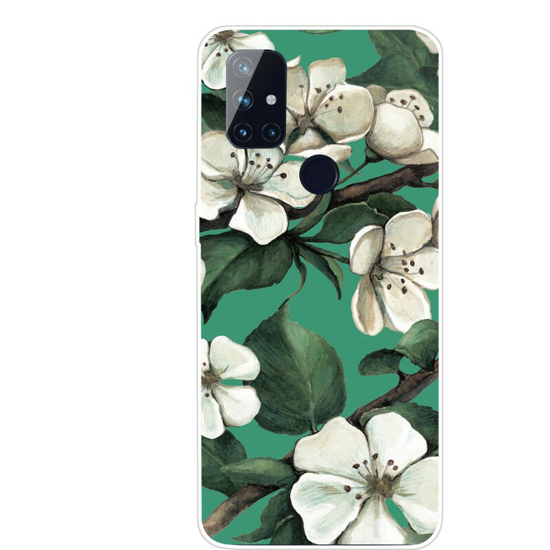 Coque OnePlus Nord N100 Fleurs Blanches Peintes