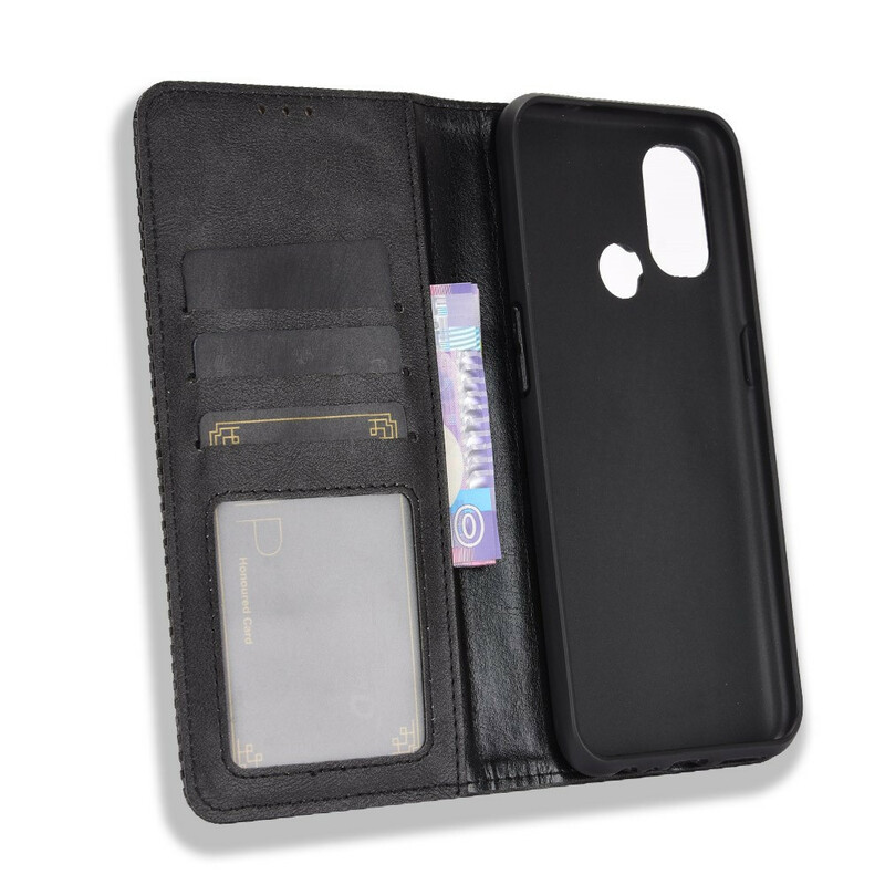 Flip Cover OnePlus Nord N100 Effet Cuir Vintage Stylisé