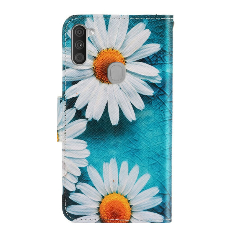 Housse Samsung Galaxy M11 Marguerites à Lanière Housse Samsung Galaxy M11 Marguerites à Lanière