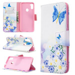 Housse Samsung Galaxy M11 Papillons et Fleurs Peints Housse Samsung Galaxy M11 Papillons et Fleurs Peints