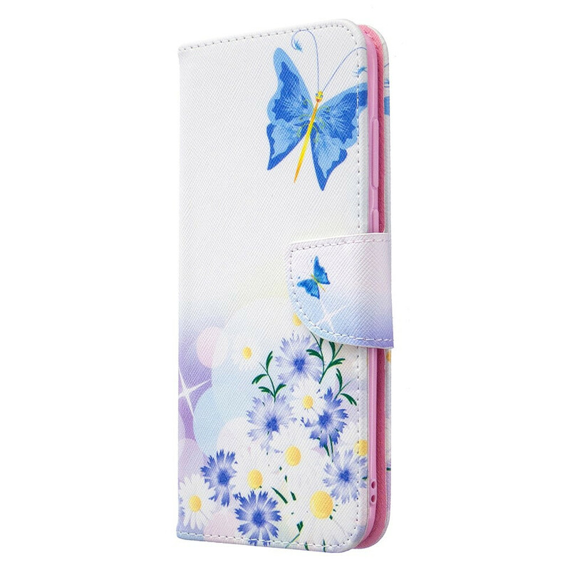 Housse Samsung Galaxy M11 Papillons et Fleurs Peints Housse Samsung Galaxy M11 Papillons et Fleurs Peints